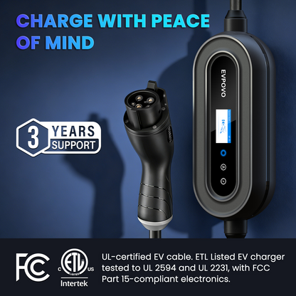 EV Charger Level 2 32 Amp J1772 Portable EV Charger, ETL Listed