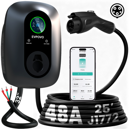 48 AMP Hardwired J1772 Home Charging Station