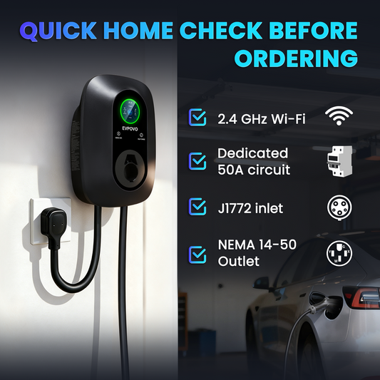 40 AMP J1772 Plug in NEMA 14-50 EV Charger